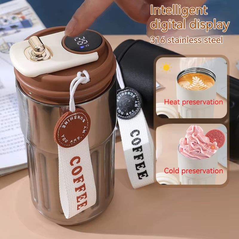 450ML Smart Display Temperature Stainless Steel Vacuum Cup Portable Thermo Water Bottle Coffee Cup Keep Cold and Hot Thermal Mug