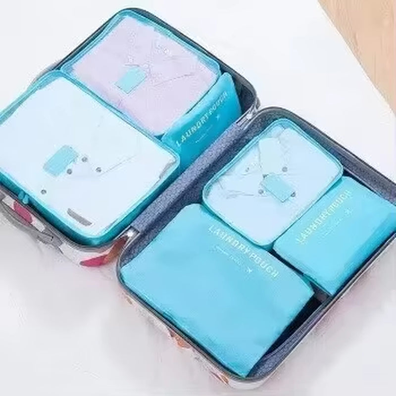 6 Pcs/Set Pink/Blue/Grey Travel Storage Bag Large Capacity Waterproof Luggage Clothing Underwear Storage Bag Bag with Zipper