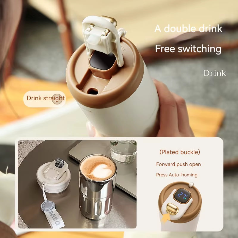 450ML Smart Display Temperature Stainless Steel Vacuum Cup Portable Thermo Water Bottle Coffee Cup Keep Cold and Hot Thermal Mug