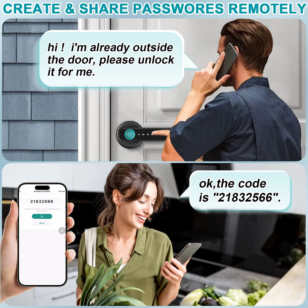 2024 Black New Handle Lock Tuya Ble Smart Lock Security Electronic Keyless Door Smart Locks