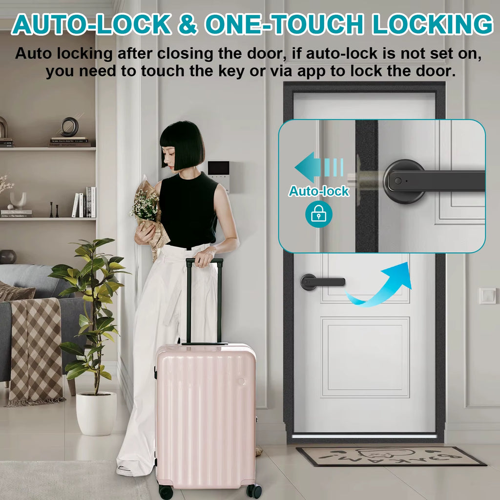 2024 Black New Handle Lock Tuya Ble Smart Lock Security Electronic Keyless Door Smart Locks