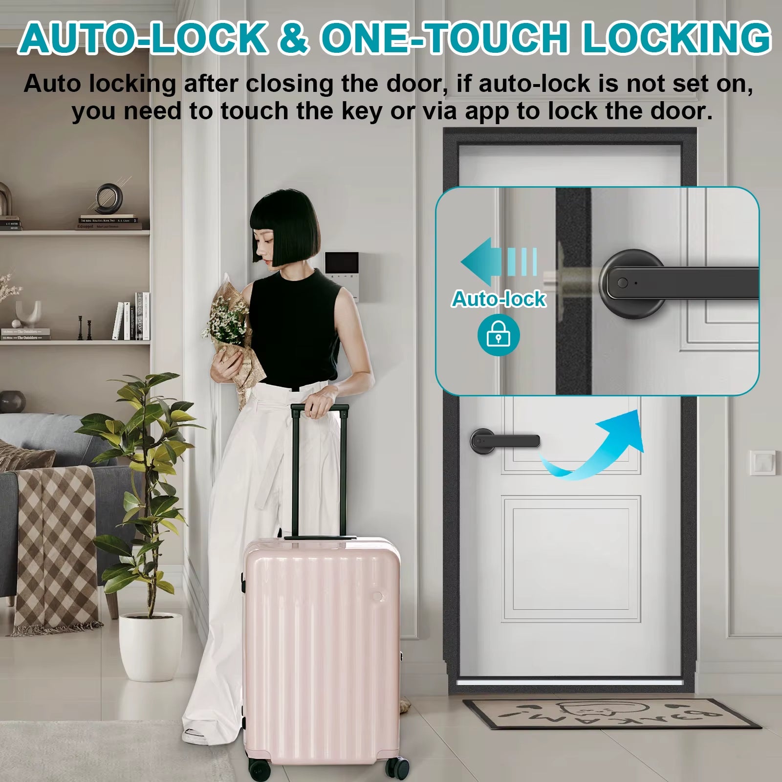 2024 Black New Handle Lock Tuya Ble Smart Lock Security Electronic Keyless Door Smart Locks